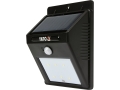 Lampa solarna z czujnikiem ruchu, widok z boku, czarna obudowa z panelem YATO YT-81856