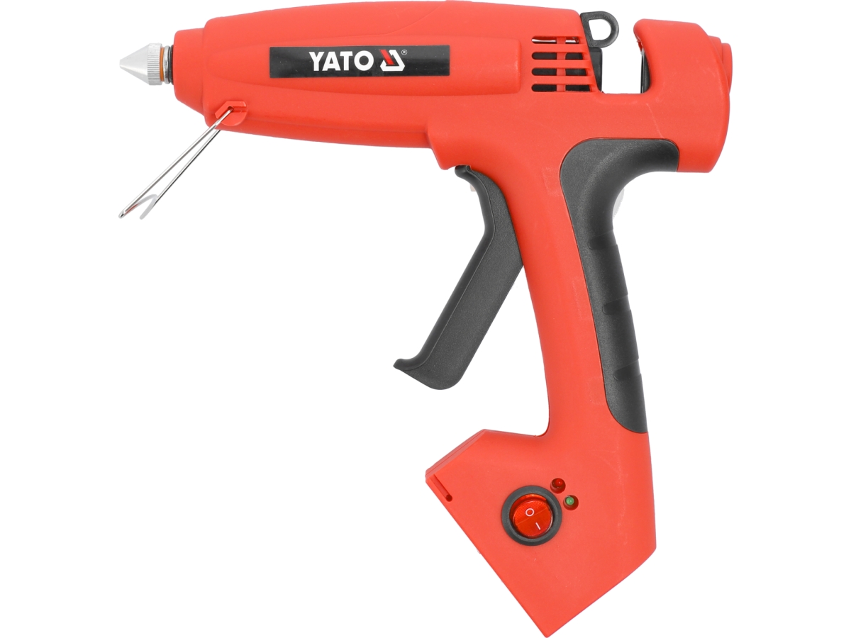 Pistolet do kleju czerwony z czarnym uchwytem widok z boku YATO YT-82403
