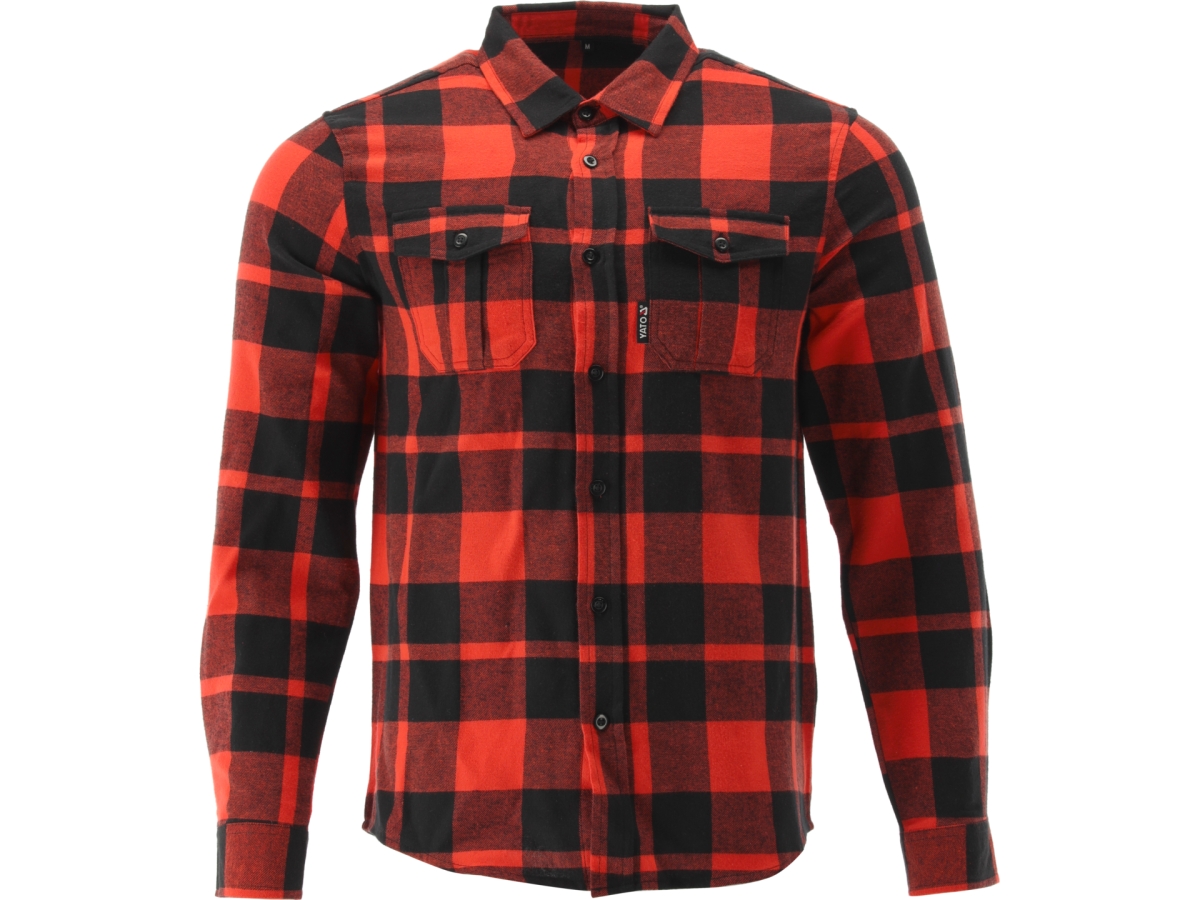 Koszula flanelowa w czerwoną kratę z długim rękawem, widok z przodu YATO YT-78801
