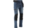Spodnie robocze jeans z czarnym wzmocnieniem na kolanie widok z tyłu boku YATO YT-79055