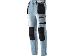 Spodnie robocze monterskie YATO stretch jeans męskie niebieskie rozmiar M YT-79071