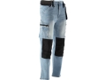 Spodnie robocze jeansowe stretch widok z boku z kieszenią zapinaną na zamek YATO YT-79074