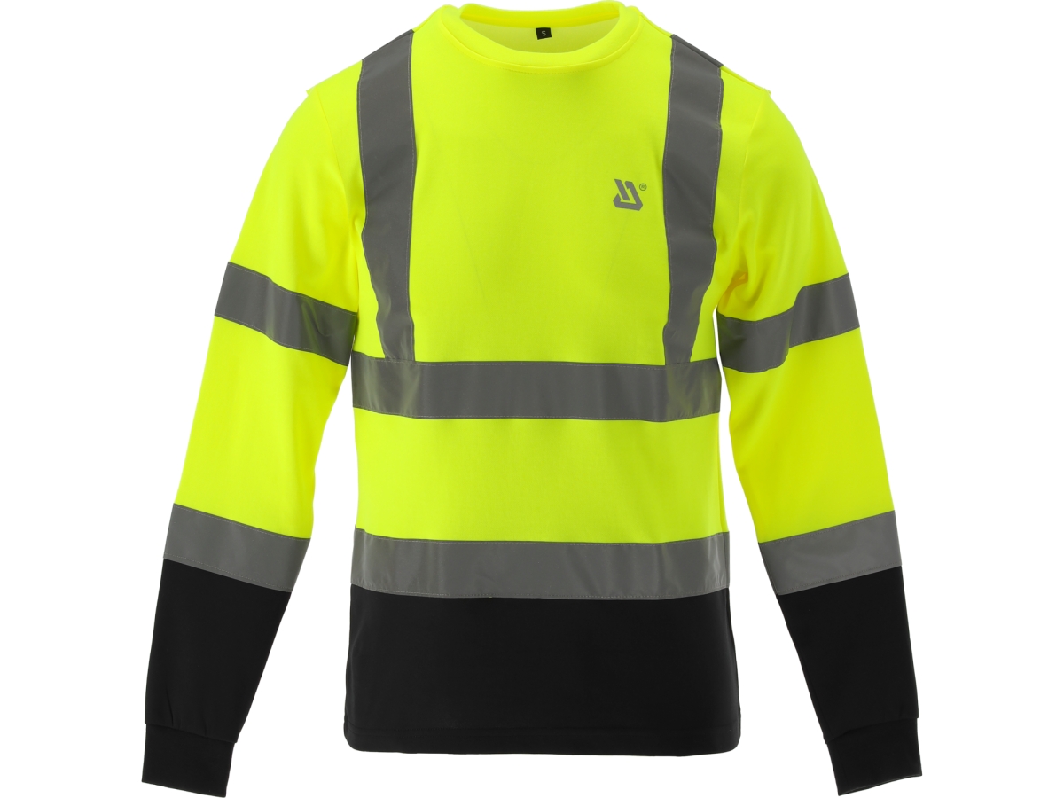 Longsleeve ostrzegawczy żółty z czarnym dołem i srebrnymi pasami odblaskowymi YATO YT-79386