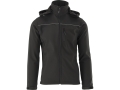 Kurtka softshell czarna z kapturem widok z przodu na manekinie YATO YT-79550
