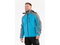 Kurtka softshell niebiesko-szara z kapturem, mężczyzna uśmiechnięty YATO YT-79560