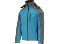 Kurtka softshell niebieska z szarymi wstawkami i kapturem, widok z boku YATO YT-79561