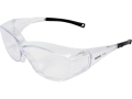 Okulary ochronne fit over przezroczyste z czarnymi zausznikami, widok z przodu pod kątem YATO YT-73602
