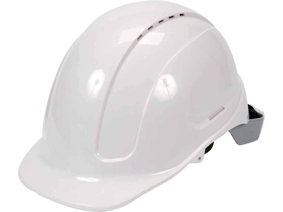 Kask ochronny biały z wentylacją widok z przodu i z boku YATO YT-73972