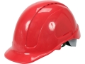 Kask ochronny budowlany czerwony widok z przodu i z boku z daszkiem YATO YT-73973
