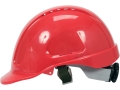Czerwony kask budowlany widok z boku z regulacją pasa podbródkowego YATO YT-73973