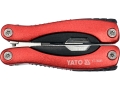 Multitool YATO złożony, widok z boku z czerwoną rączką i wkładką YT-76041
