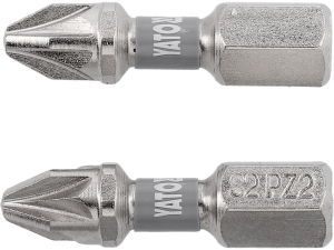 Bity do wkrętarki YATO pz2 25mm niklowane 1/4 cala 2 szt. s2 hrc 58-60 YT-78004