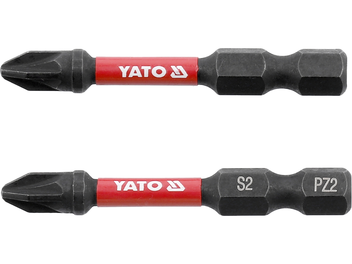 Bity udarowe PZ2 50 mm do wkrętarki, para z oznaczeniem S2 i PZ2 YATO YT-78044