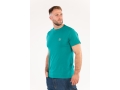 T-shirt męski zielony z krótkim rękawem na modelu, widok z boku YATO YT-78442