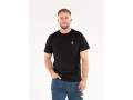 Czarny T-shirt męski na modelu, widok z przodu z dłonią w kieszeni YATO YT-78471