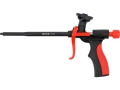 Pistolet do pianki montażowej PU z czarnym metalowym korpusem i czerwonym uchwytem, widok z boku YATO YT-67435