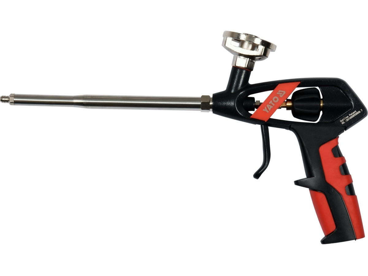 Pistolet do pianki montażowej czarno-czerwony z metalową rurką z boku YATO YT-67441