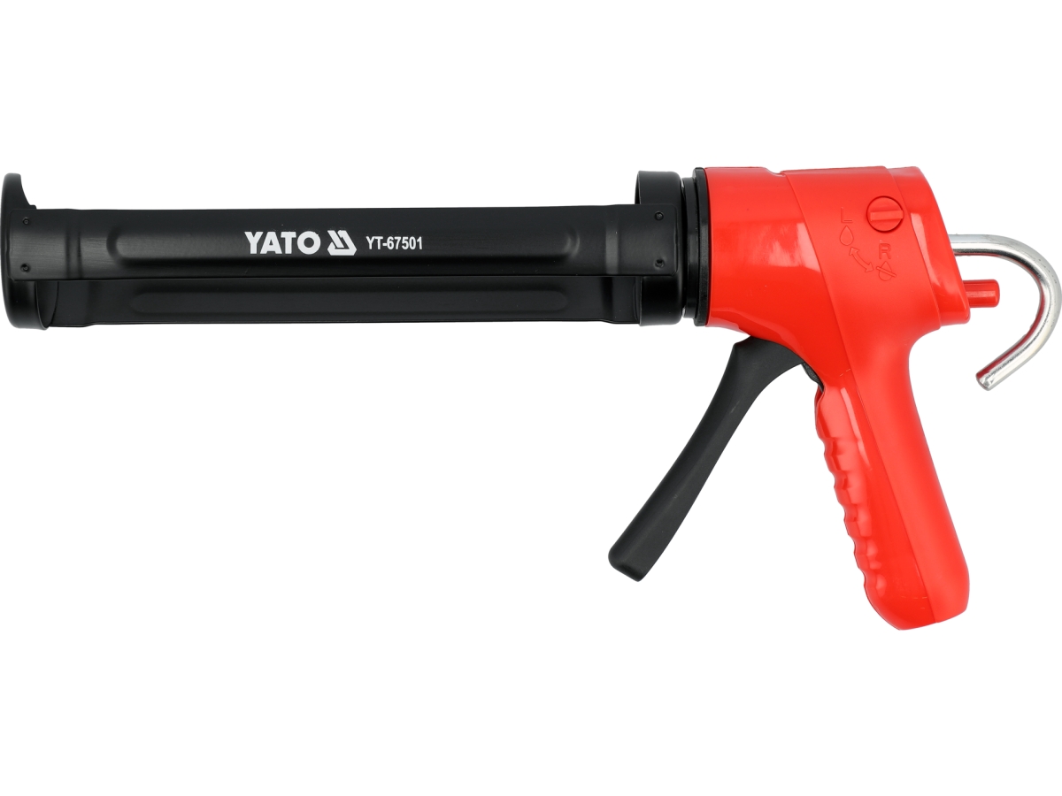 Wyciskacz szkieletowy do mas 300 ml czerwono-czarny widok z boku YATO YT-67501