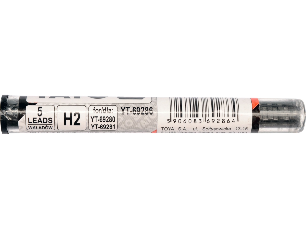 Rysiki grafitowe H2 w plastikowym opakowaniu, zestaw 5 sztuk YATO YT-69286