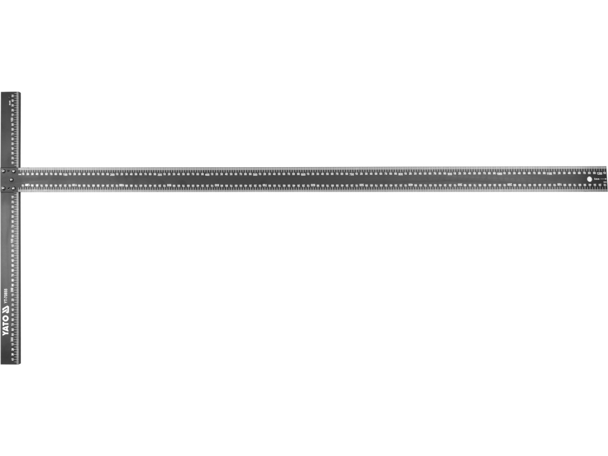 Kątownik pomiarowy aluminiowy 1200 mm do płyt gipsowo-kartonowych, widok z przodu YATO YT-70855