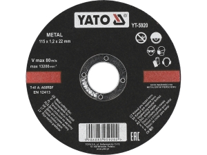 Tarcza do cięcia metalu YATO 115x1.2x22mm do szlifierki YT-5920