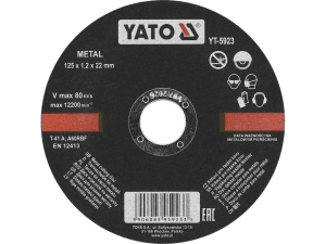 Tarcza tnąca YATO do stali 125x1.2x22.2mm ziarno średnie P36 YT-5923