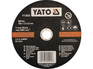 Tarcza do cięcia metalu YATO 180x1.5x22mm 8600 rpm żywiczna YT-5925