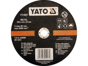 Tarcza tnąca YATO do cięcia stali metalu 230x2.0x22mm YT-5927