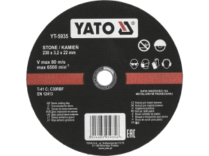 Tarcza do cięcia kamienia YATO 230x22 2mm tnąca grubość rzazu 3 2mm YT-5935