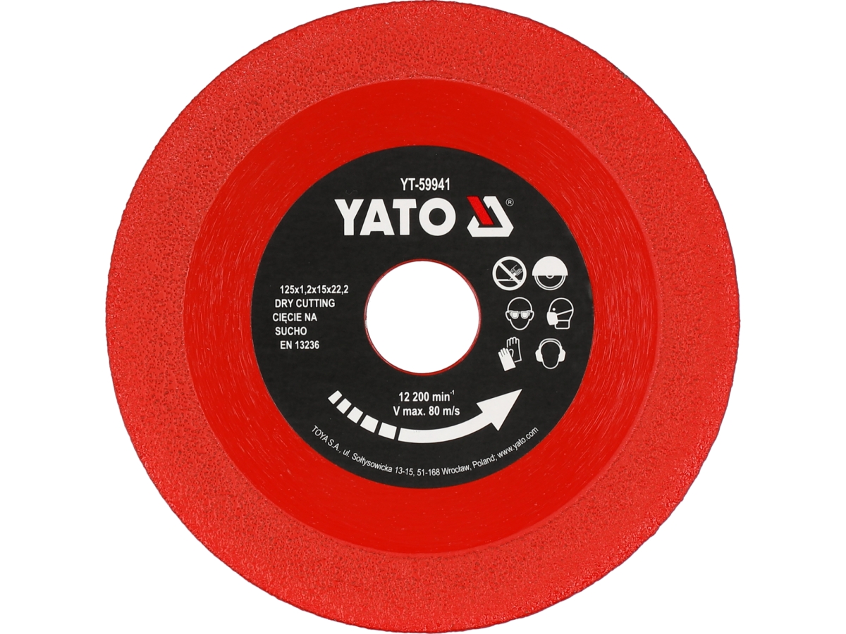 Tarcza diamentowa do szkła 125 mm czerwona do cięcia na sucho YATO YT-59941