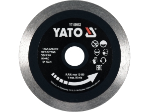 Tarcza diamentowa ciągła YATO 125x22 2mm do ceramiki na sucho i mokro YT-59952