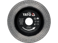 Tarcza diamentowa do cięcia gresu 125 mm, widok z przodu, czarno-srebrna YATO YT-59973