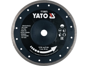 Tarcza diamentowa do płytek YATO 230x22 2mm do gresu ceramiki szkła YT-59975