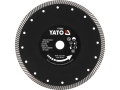 Tarcza diamentowa turbo do gresu i ceramiki, czarna, z napisem i oznaczeniami YATO YT-59985