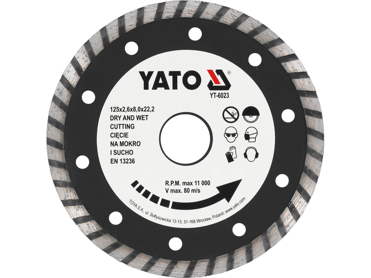 Tarcza diamentowa turbo 125 mm do cięcia na sucho i mokro YATO YT-6023