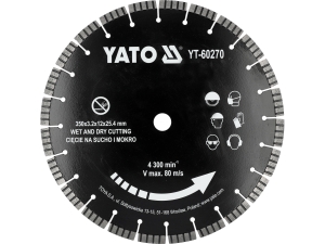 Tarcza ścierna YATO do betonu 350mm otwór 25.4mm tnąca 1 szt.uka YT-60270