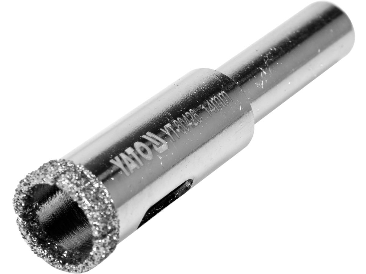 Wiertło diamentowe koronowe do gresu 14 mm srebrne z oznaczeniem na trzonie YATO YT-60426