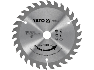 Piła tarczowa do drewna YATO tnąca 140x16mm 30 zębów widiowa YT-6053
