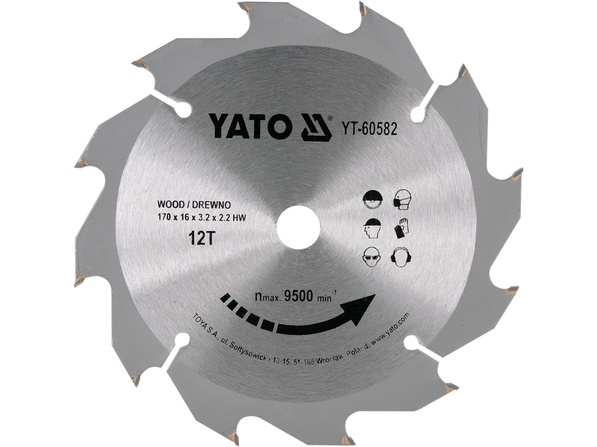 Tarcza do piły do drewna 170 mm z 12 zębami widia YATO YT-60582