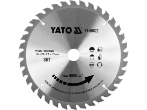 Piła tarczowa YATO widiowa 185x20mm 36 zębów do drewna pvc tnąca YT-60622