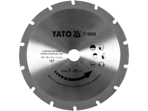 Tarcza widiowa do drewna YATO z gwoździami 185mm 14t otwór 20mm YT-60628
