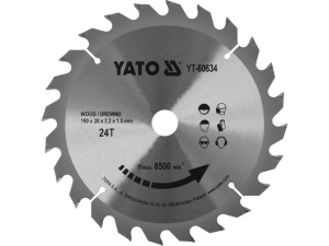 Piła tarczowa YATO widiowa 190x20mm 24 zęby do drewna tnąca YT-60634