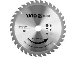 Piła tarczowa YATO widiowa 190x20mm 36 zębów do drewna tnąca YT-60635