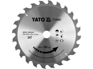 Tarcza widiowa do drewna YATO 235x25.4mm 24t naprzemianskośna YT-60685