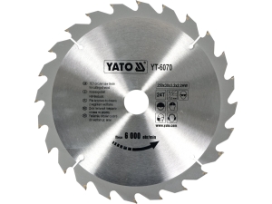 Piła tarczowa widiowa YATO 250x30mm 24 zęby do drewna tworzyw szt.ucznych YT-6070