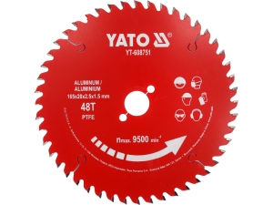 Tarcza tct PTFE do aluminium 165*20*48t YATO YT-608751