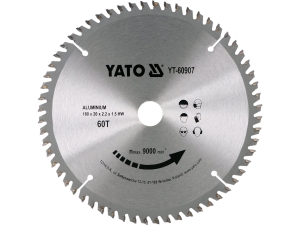 Piła tarczowa do aluminium YATO 180x20mm 60 zębów widiowa YT-60907