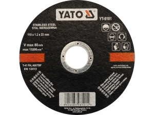 Tarcza do cięcia YATO 115x1.2mm do stali nierdzewnej metali kolorowych YT-6101
