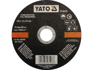 Tarcza tnąca YATO do stali nierdzewnej INOX 125x1.2x22.2mm YT-6103