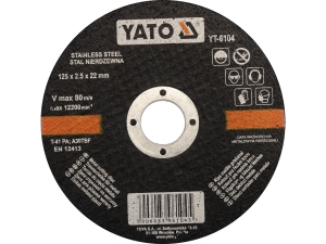 Tarcza do cięcia stali nierdzewnej YATO 125x2.5x22mm do metalu YT-6104